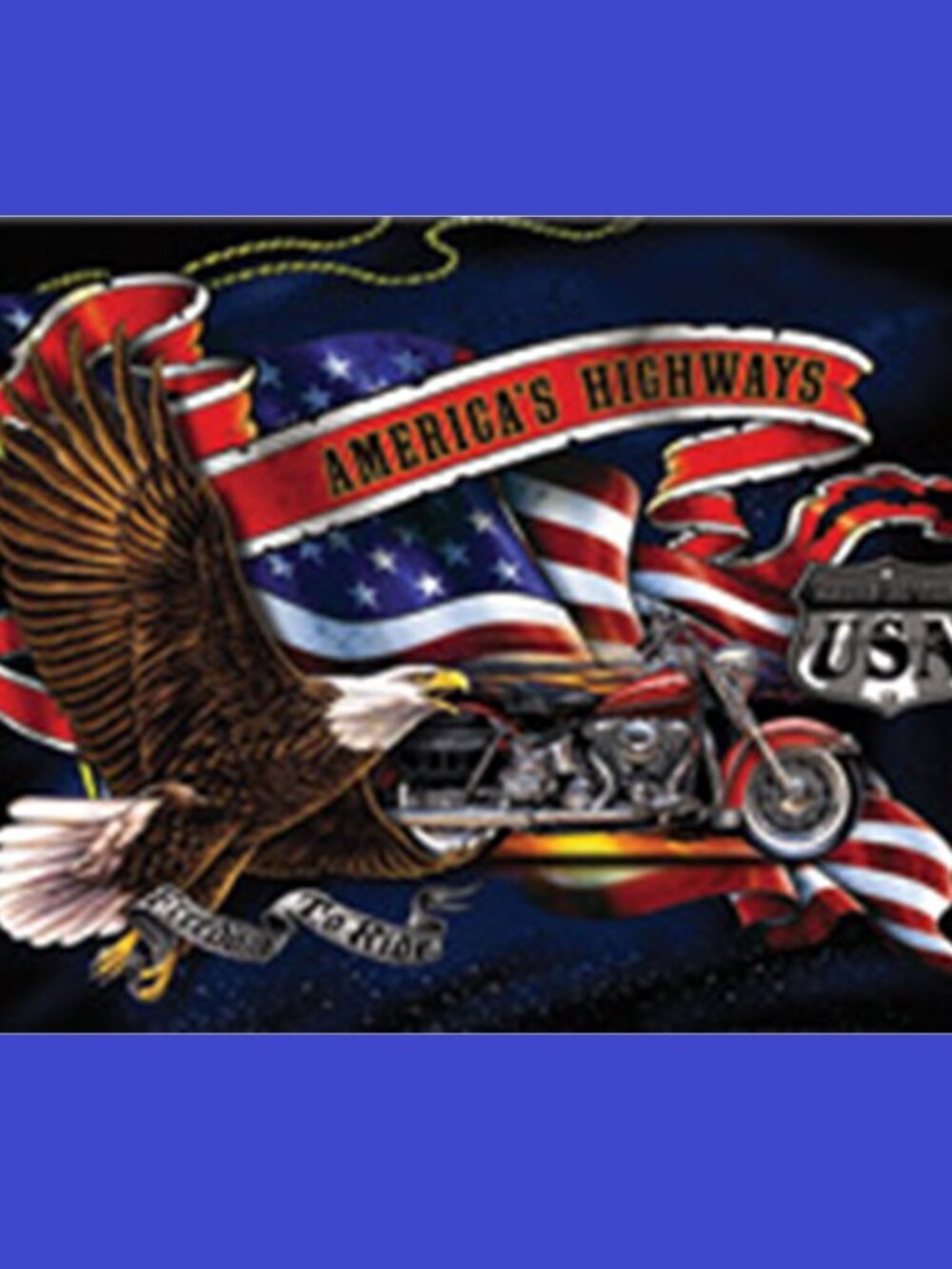 Motorcycle "AMERICA'S HIGHWAYS" 16" wide Tempered Glass Cutting Board 784-A